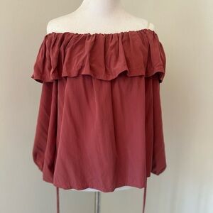 EN ELLY junior, size, large, off shoulder, rose, colored blouse